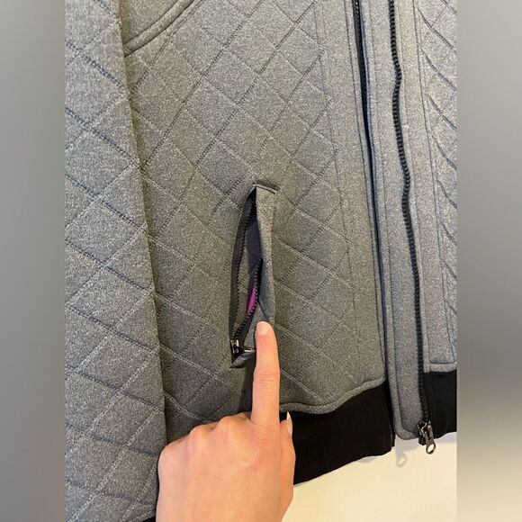 Athleta Infusion Grey Quilted Bomber Jacket - Picture 6 of 11
